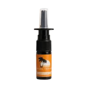Nasal tanner spray bottle with palm tree logo.